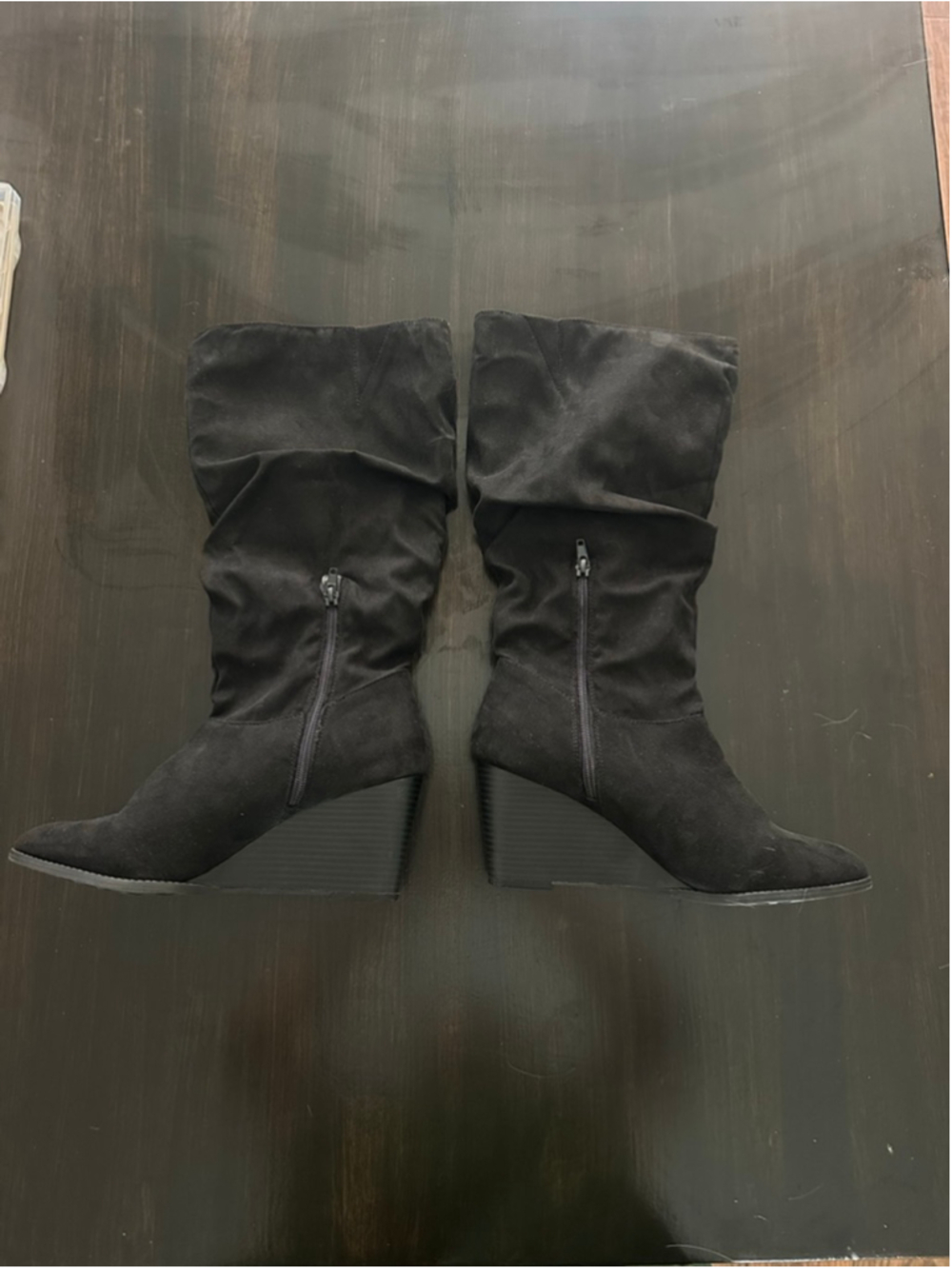 Women's Ana Bianca Black Wedge Boots Size 10